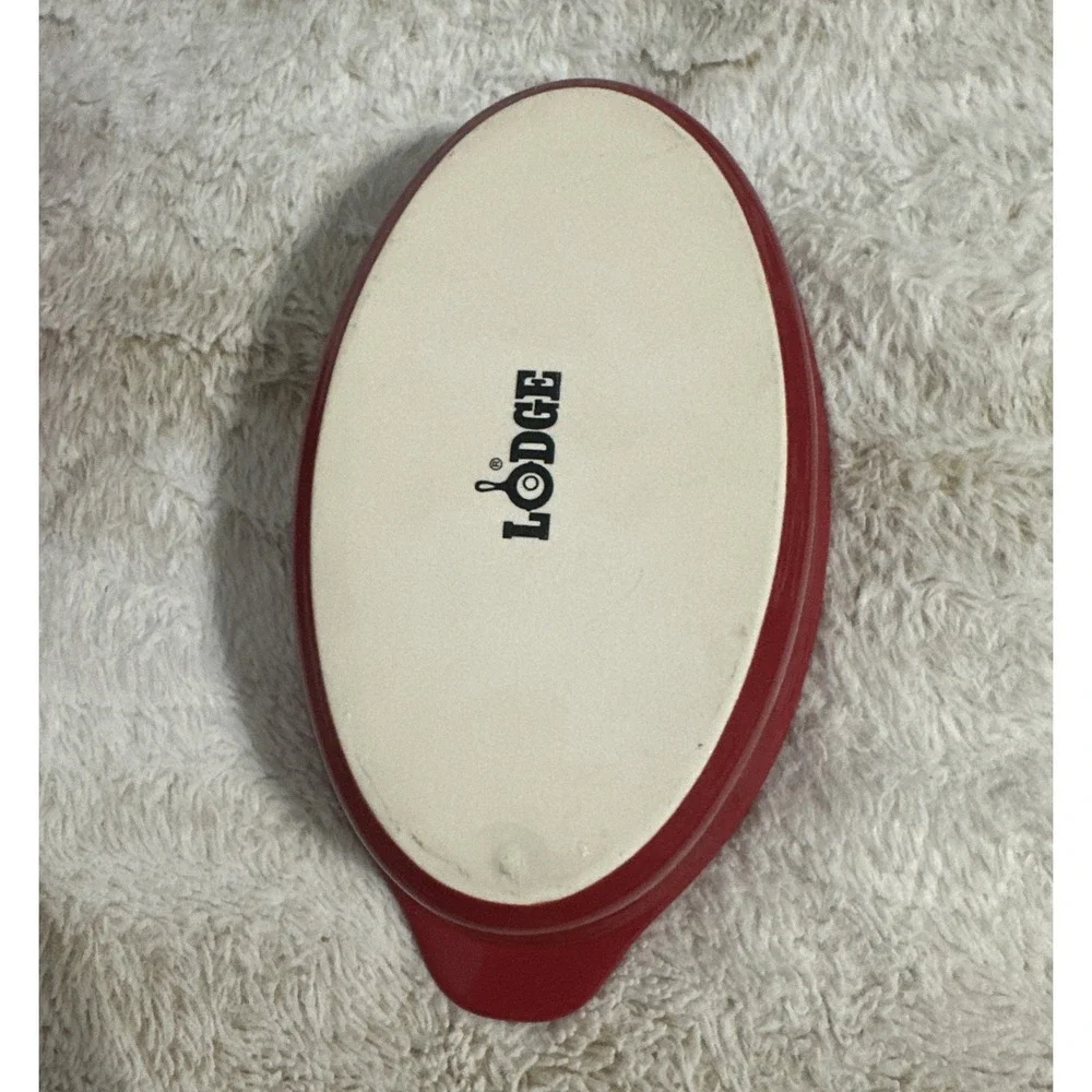Lodge Red Enameled Stoneware Oval Gratin Baking Serving Dish 9.5
